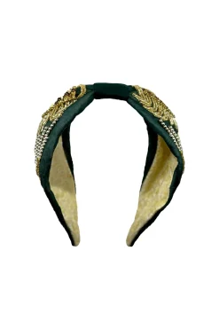 Outlet Carolina Abella Embellished Headband Olive