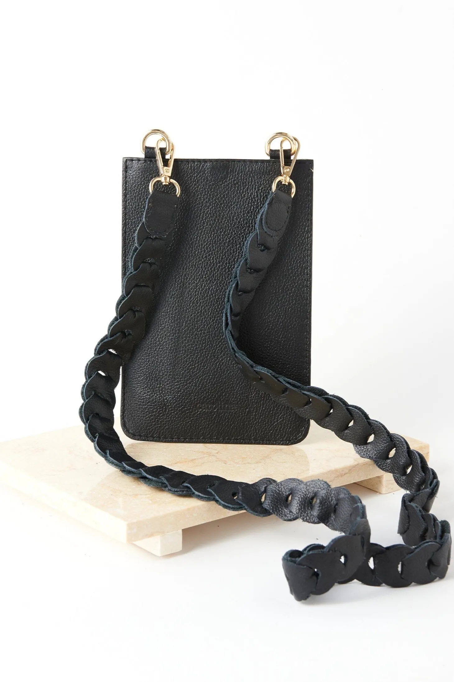 Clearance Carolina Adelina Mobile Phone Holder Black Soft Leather