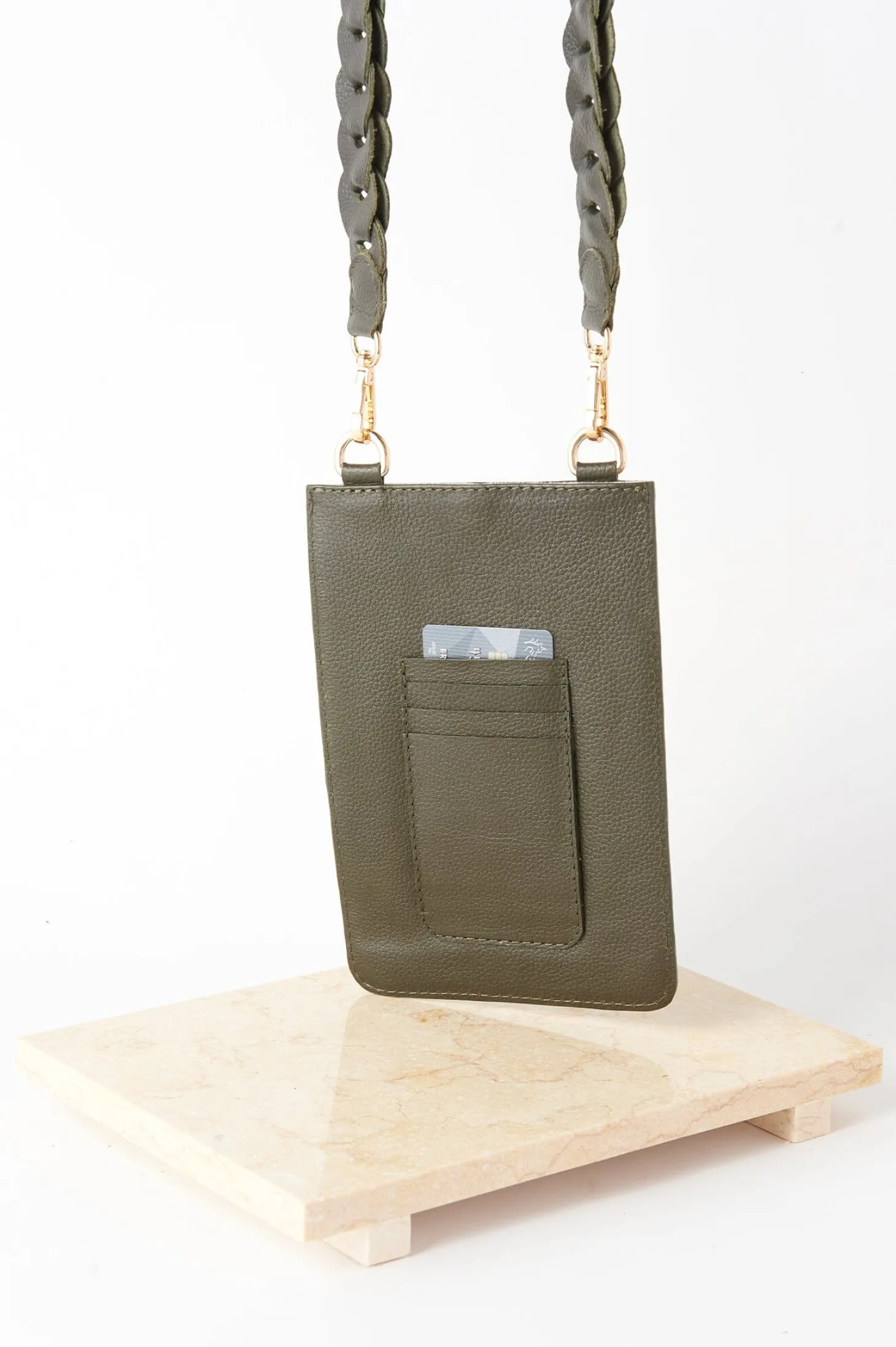 Best Sale Carolina Adelina Mobile Phone Holder Olive Soft Leather
