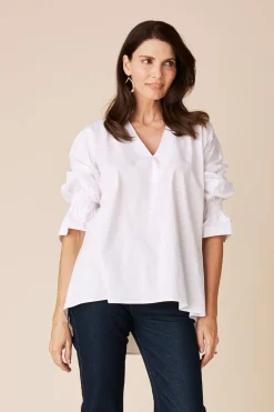 Shop Carolina Alessandra Long Sleeve Top White