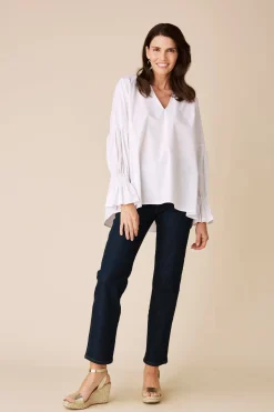 Shop Carolina Alessandra Long Sleeve Top White