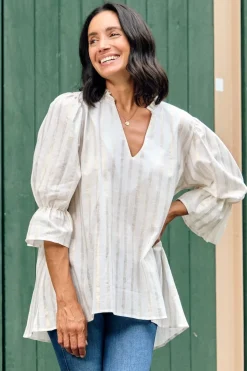 Cheap Carolina Alessandra Short Sleeve Top Ivory Stripe