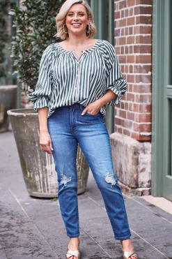 Discount Carolina Alessia Straight Jeans Denim Blue