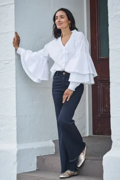 Outlet Carolina Alexis Long Sleeve Top White
