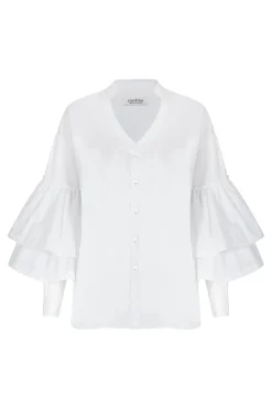 Outlet Carolina Alexis Long Sleeve Top White