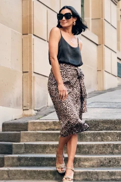 Discount Carolina Alima Animal Print Wrap Skirt