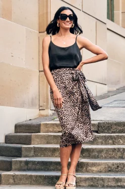 Discount Carolina Alima Animal Print Wrap Skirt