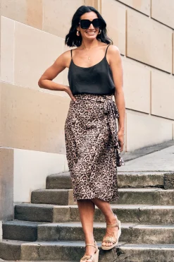 Discount Carolina Alima Animal Print Wrap Skirt
