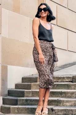 Discount Carolina Alima Animal Print Wrap Skirt