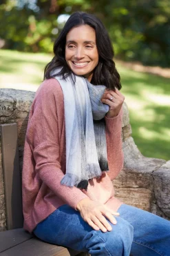 Cheap Carolina Alpaca Wrap Striped Multi Colour Grey