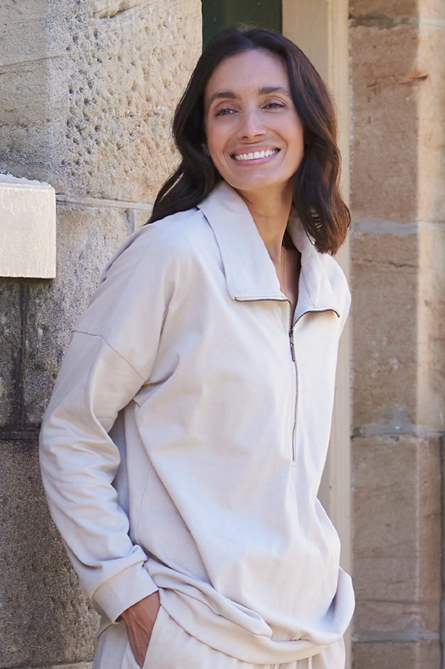 Store Carolina Amara Half Zip Jumper Beige