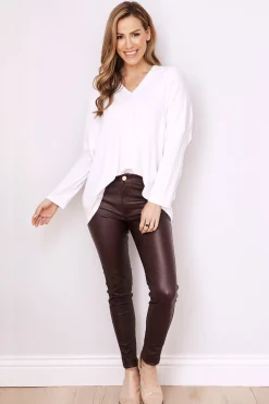 Outlet Carolina Amber Coated Skinny Jeans Burgundy