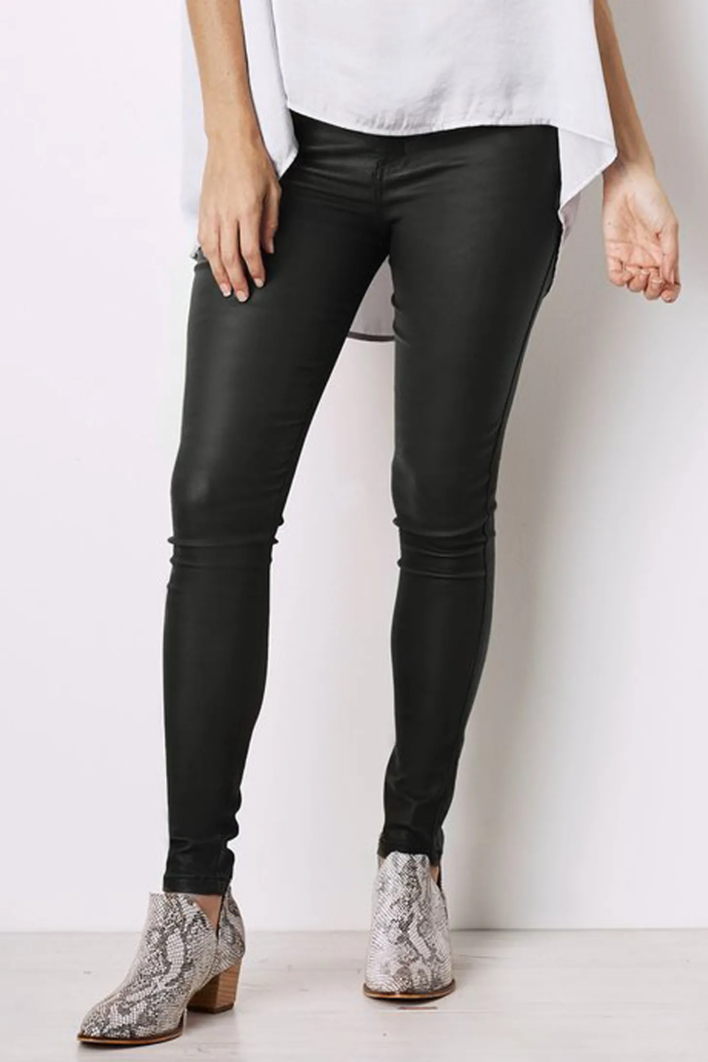 Shop Carolina Amber Coated Skinny Jeans Black