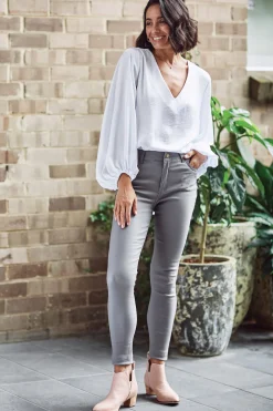Sale Carolina Amber Coated Skinny Jeans Grey