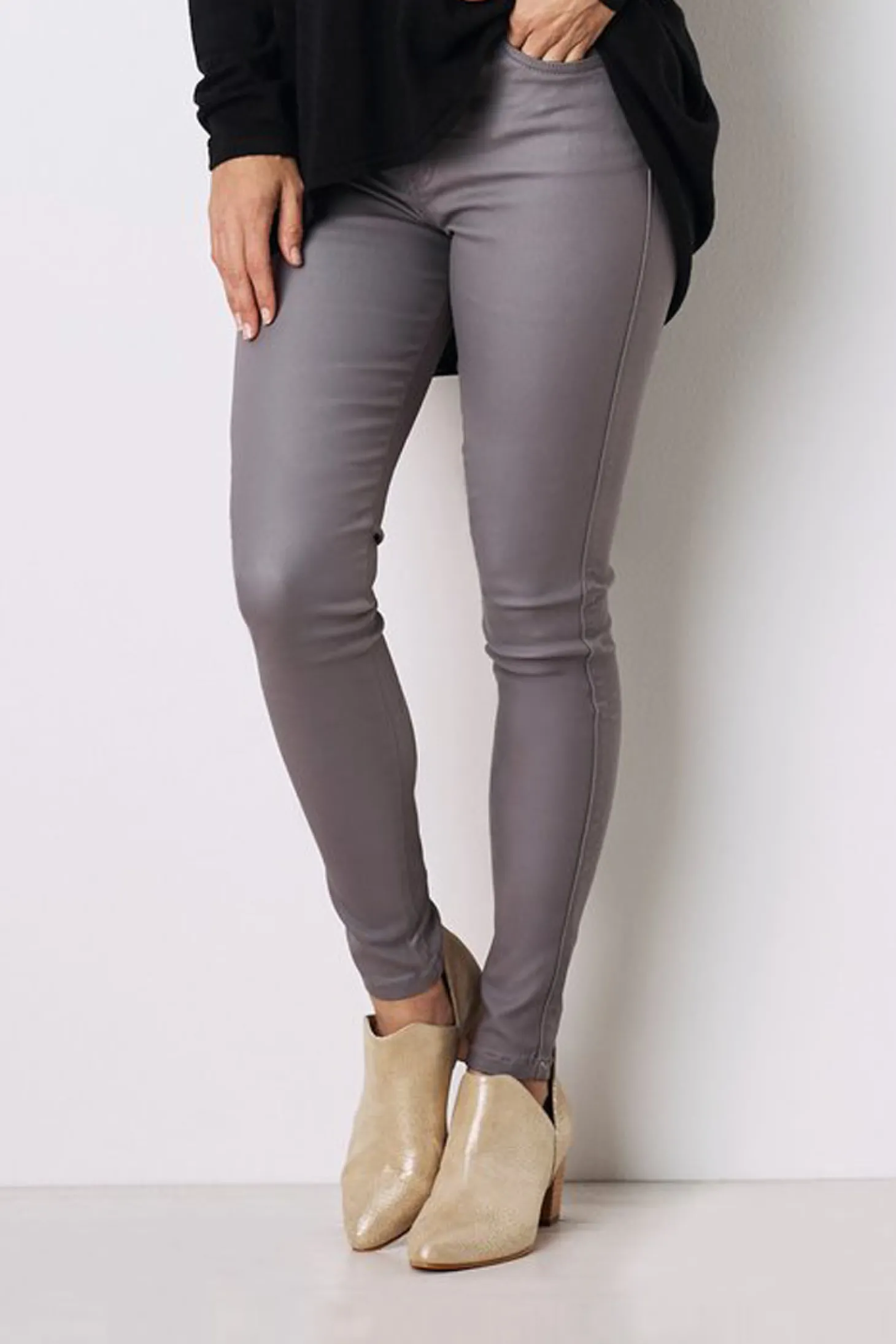 Sale Carolina Amber Coated Skinny Jeans Grey