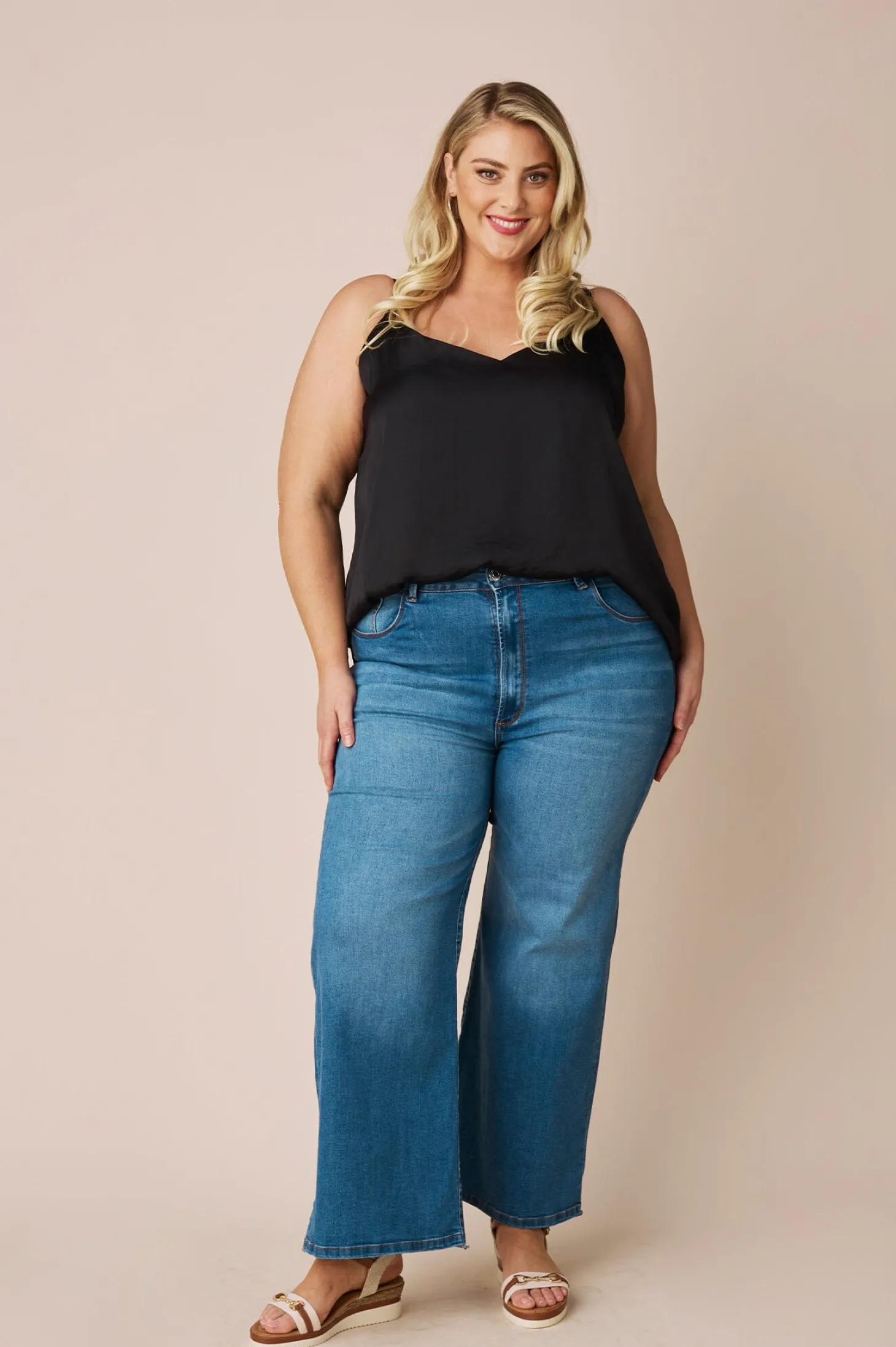 Discount Carolina Ana Camisole Top Black with V Neck