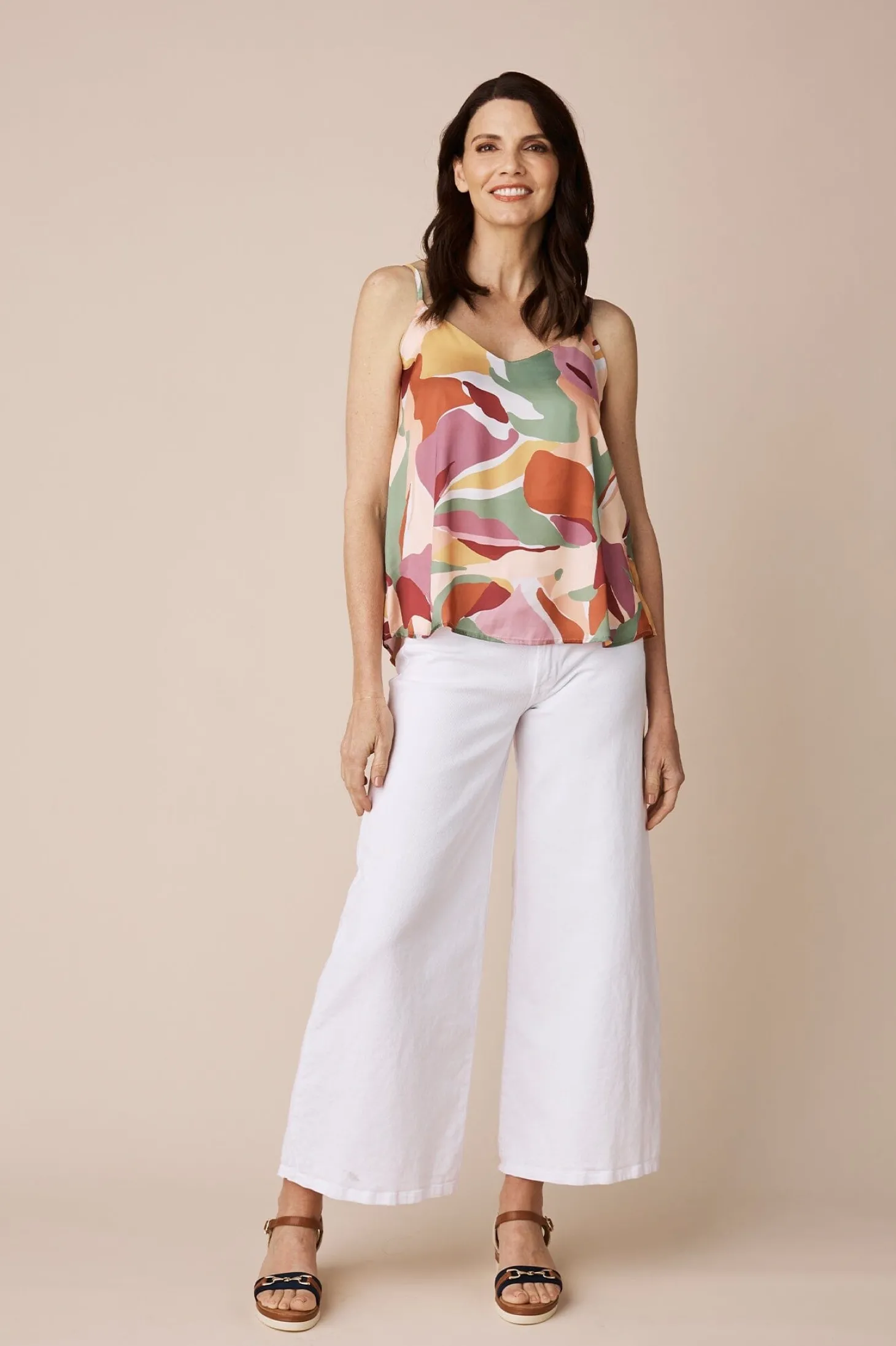 Outlet Carolina Ana Camisole Top Delia Print V Neck