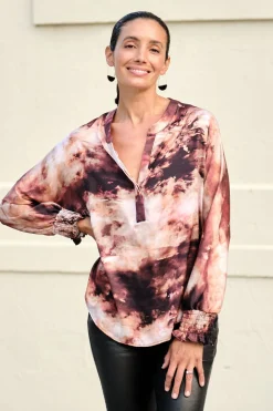 Hot Carolina Angelina Long Sleeve Top Stacey Print