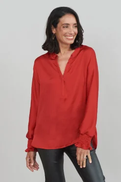 Discount Carolina Angelina Long Sleeve Top Red