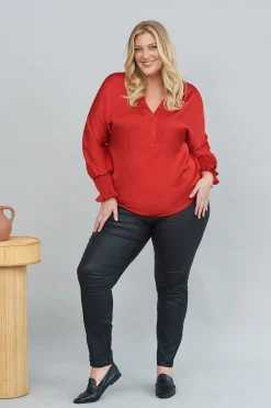 Discount Carolina Angelina Long Sleeve Top Red