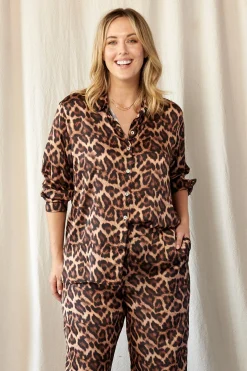 Clearance Carolina Anika Animal Print Long Sleeve Collared Shirt