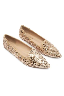 New Carolina Annabelle Sequin Loafers Champagne