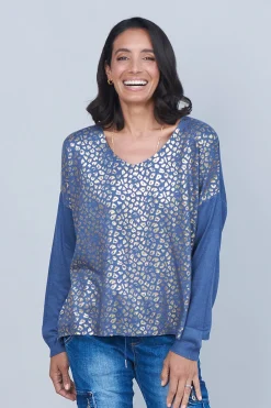 Store Carolina Araya Animal Print Jumper Blue