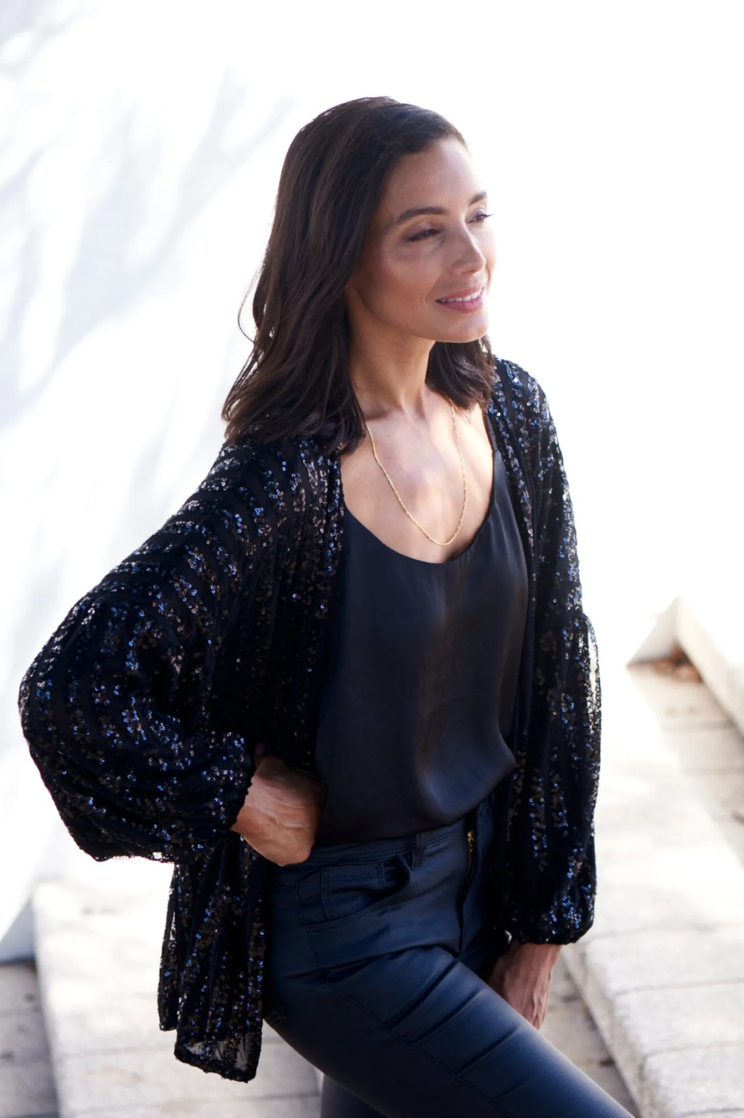 Sale Carolina Aria Cape Black with Sequins
