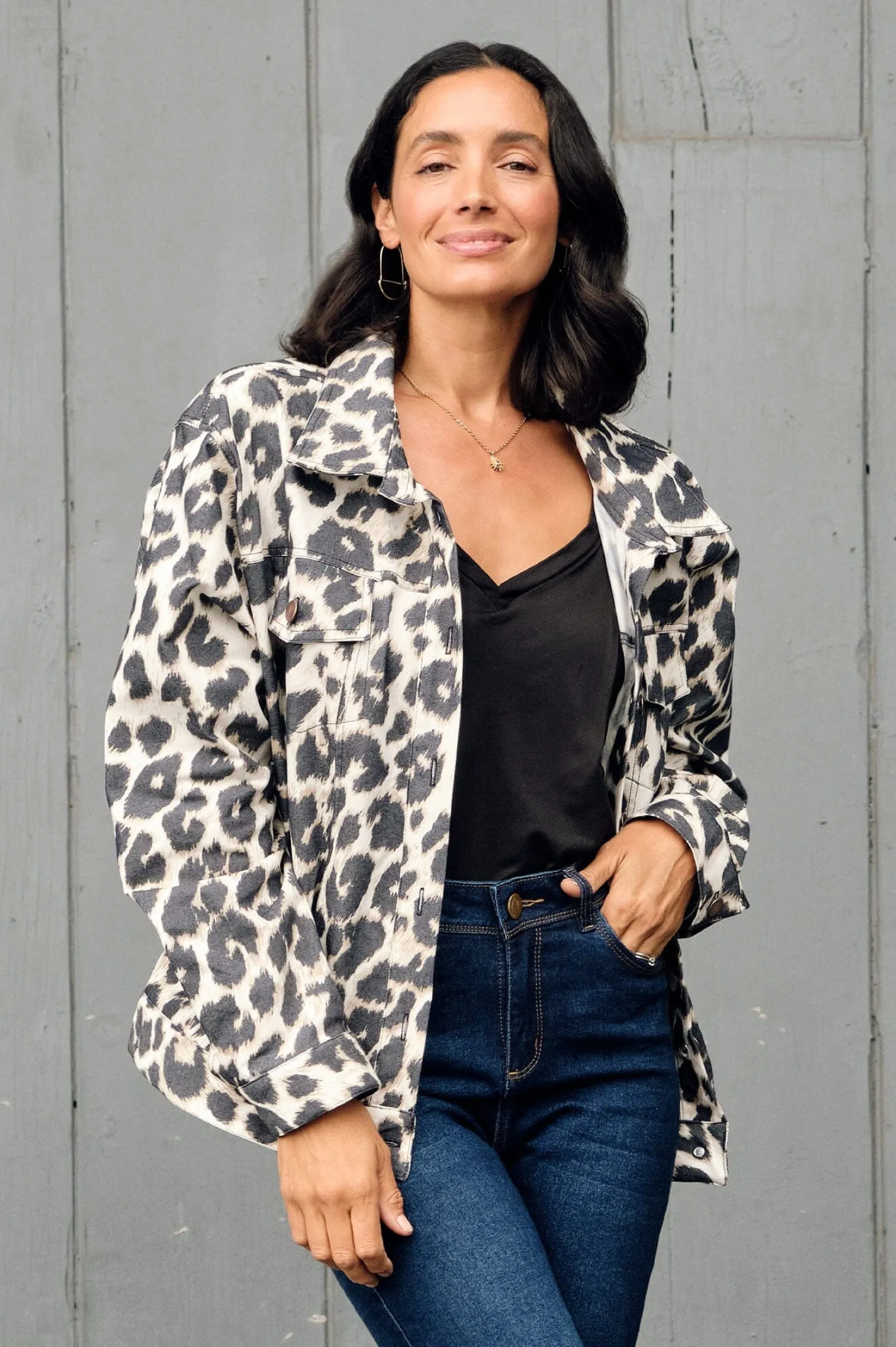 New Carolina Ava Animal Print Jacket Cream
