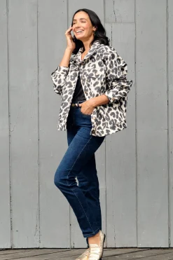 New Carolina Ava Animal Print Jacket Cream