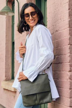 Online Carolina Barcelona Leather Handbag Olive Soft Leather
