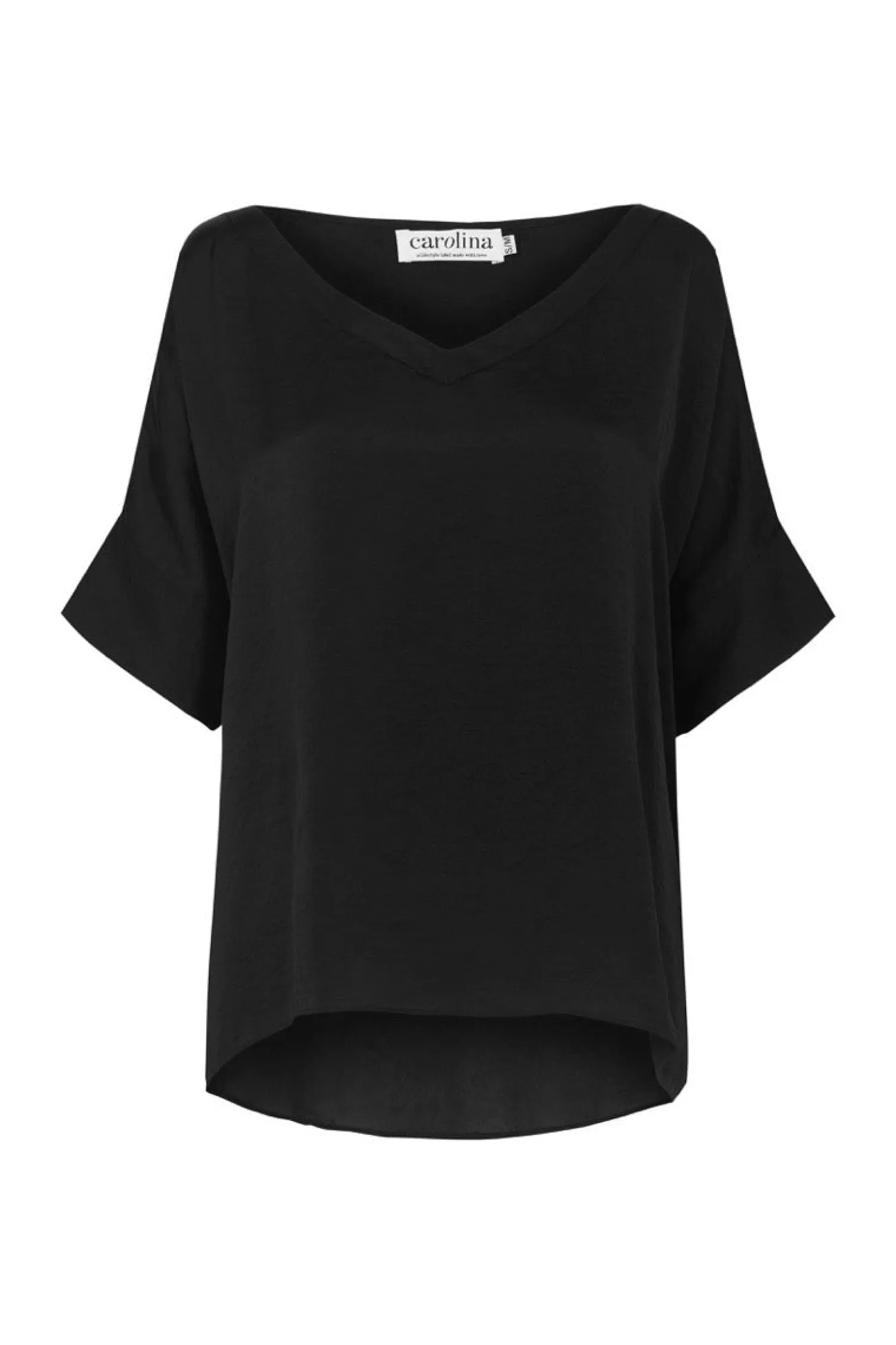 Shop Carolina Bianca Short Sleeve Top Black with V Neck