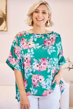 Best Carolina Bianca Short Sleeve Top Bella Print Emerald