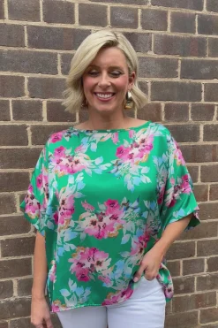 Best Carolina Bianca Short Sleeve Top Bella Print Emerald