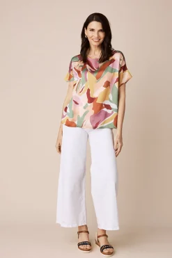 New Carolina Bianca Short Sleeve Top Delia Print