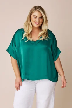 Cheap Carolina Bianca Short Sleeve Top Emerald with V Neck