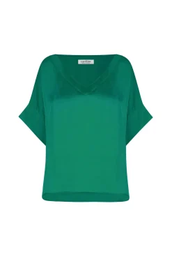 Cheap Carolina Bianca Short Sleeve Top Emerald with V Neck
