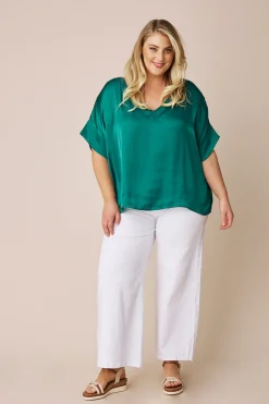 Cheap Carolina Bianca Short Sleeve Top Emerald with V Neck