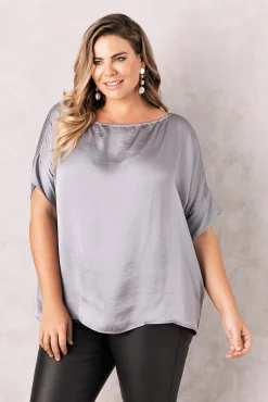 Outlet Carolina Bianca Short Sleeve Top Grey