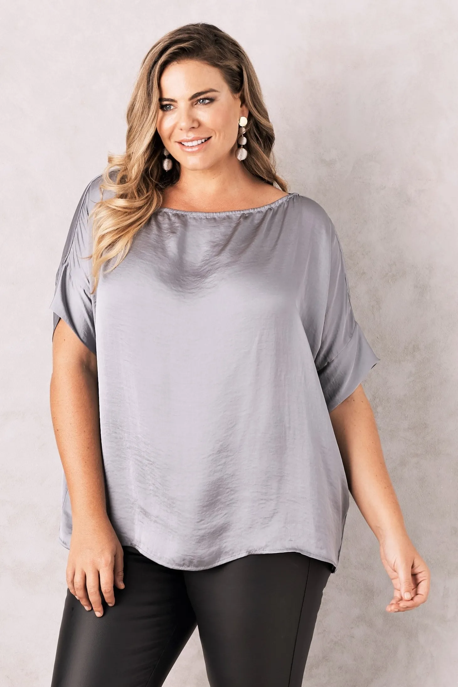 Outlet Carolina Bianca Short Sleeve Top Grey