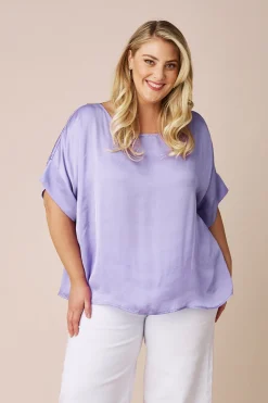 Discount Carolina Bianca Short Sleeve Top Lavender