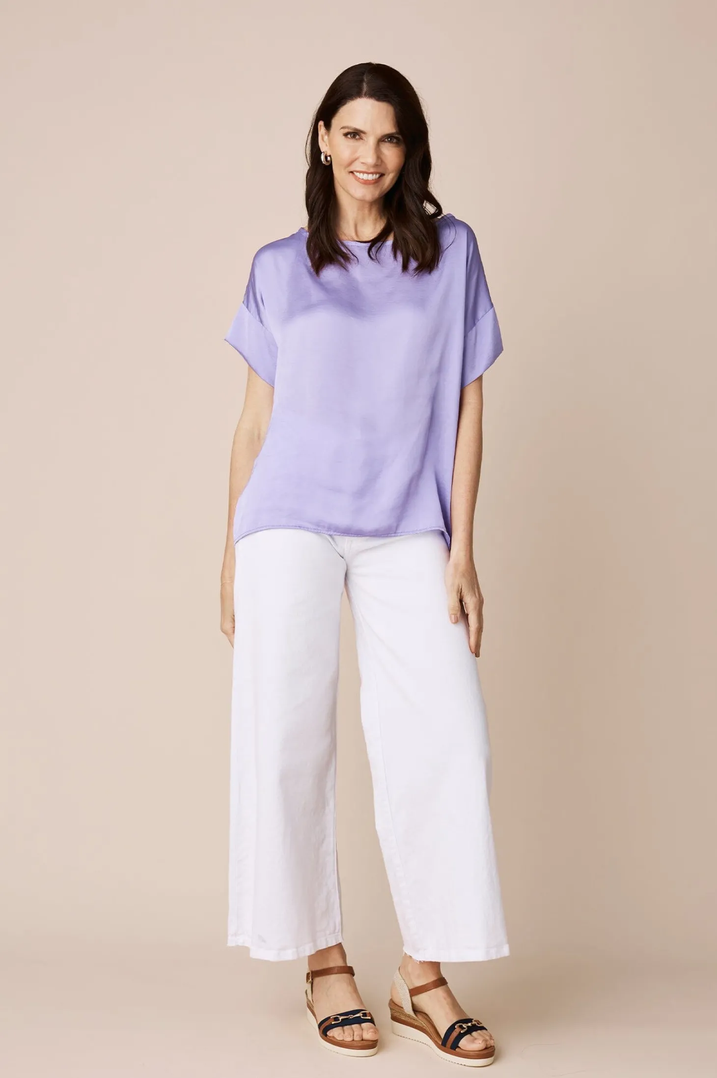 Discount Carolina Bianca Short Sleeve Top Lavender