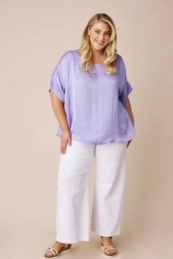 Discount Carolina Bianca Short Sleeve Top Lavender