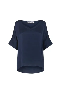 Best Carolina Bianca Short Sleeve Top Navy with V Neck