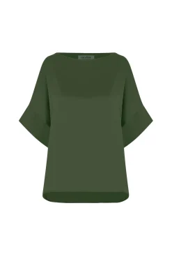 Outlet Carolina Bianca Short Sleeve Top Olive