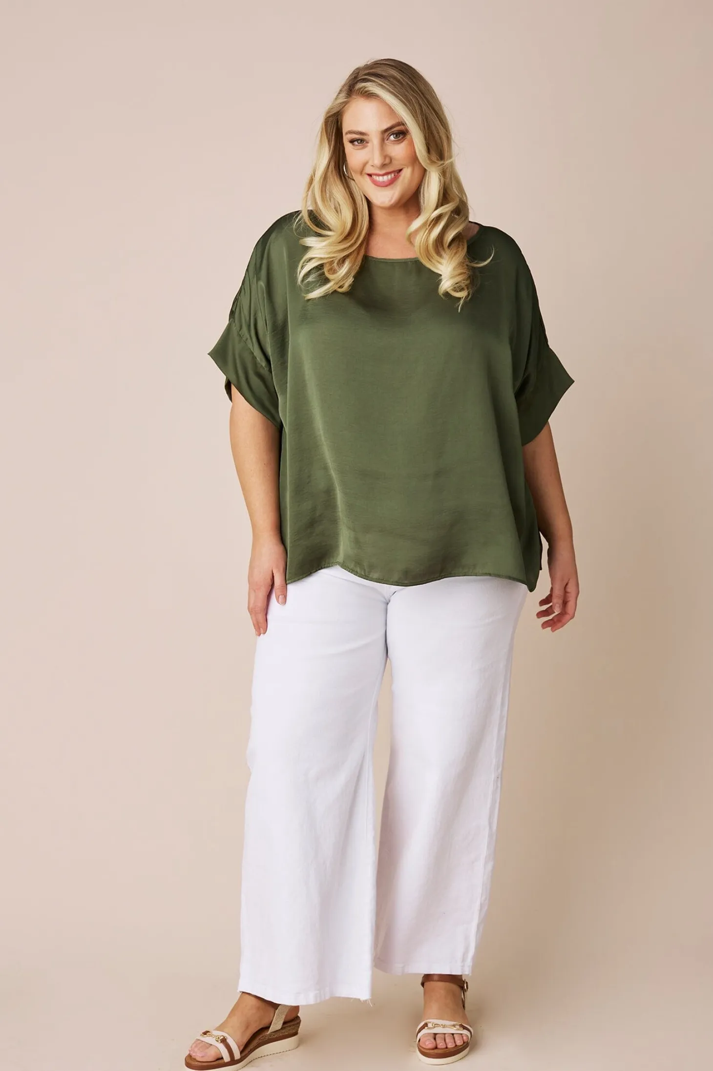 Outlet Carolina Bianca Short Sleeve Top Olive