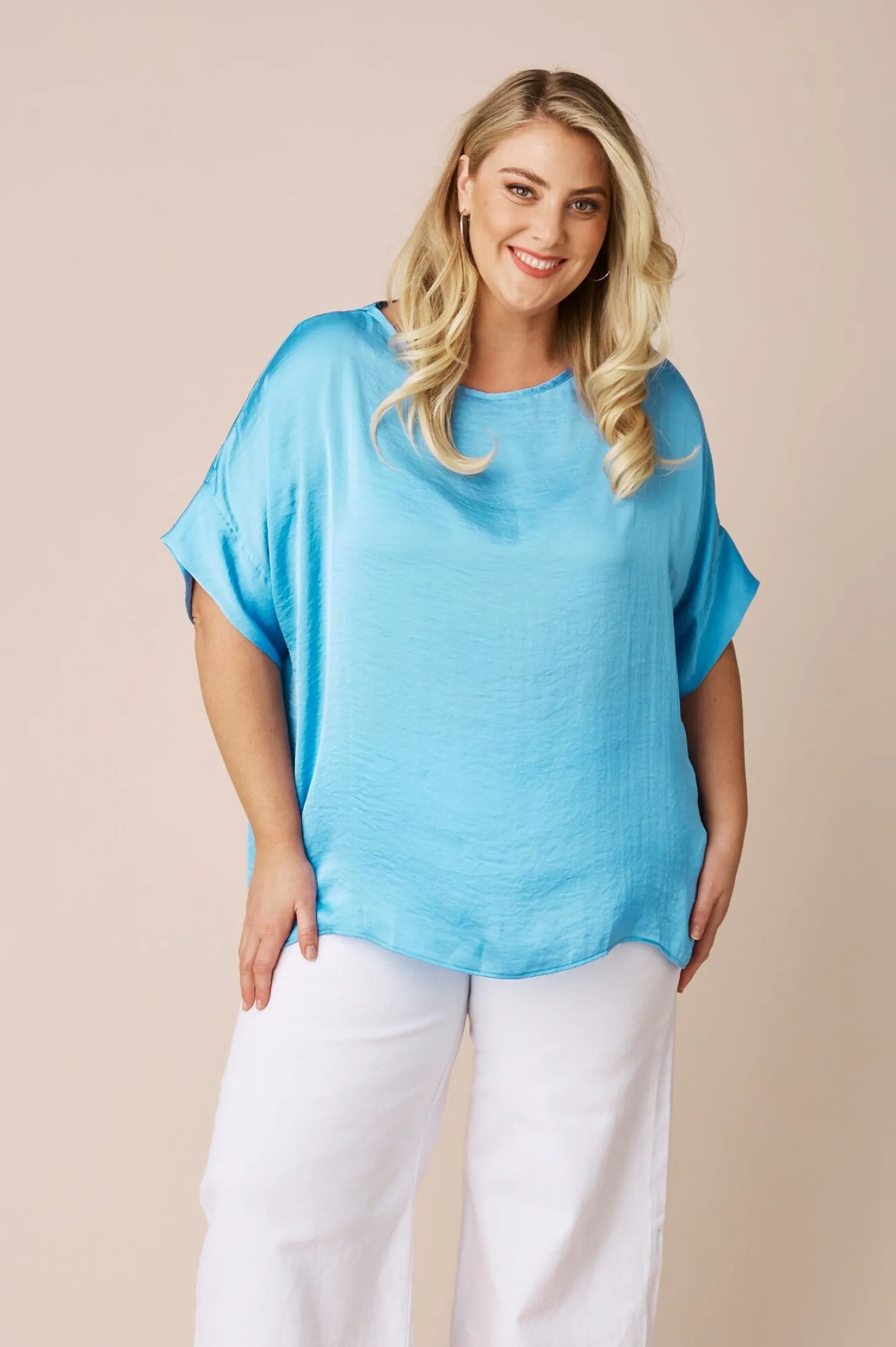 Flash Sale Carolina Bianca Short Sleeve Top Ocean Blue