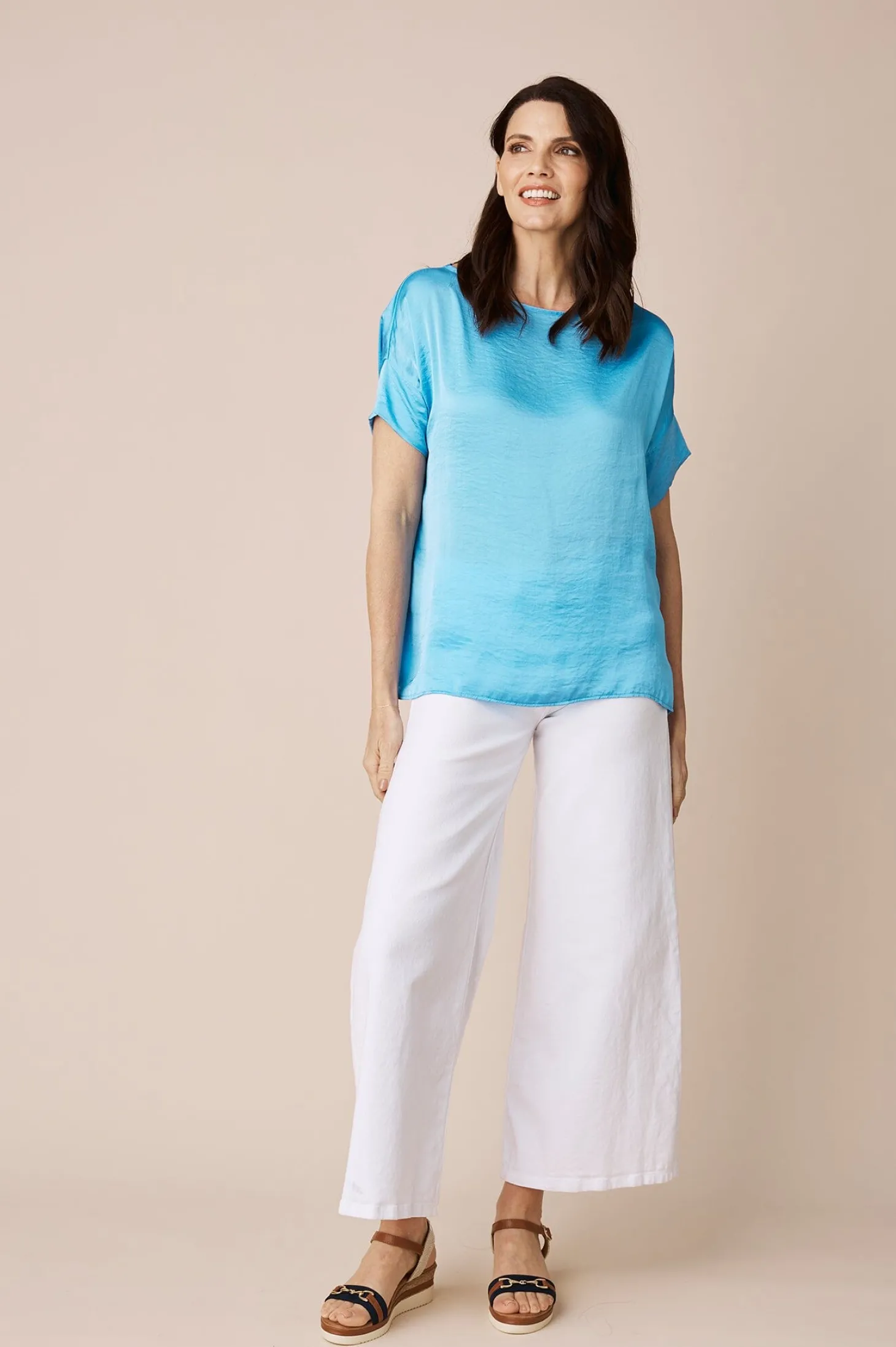 Flash Sale Carolina Bianca Short Sleeve Top Ocean Blue