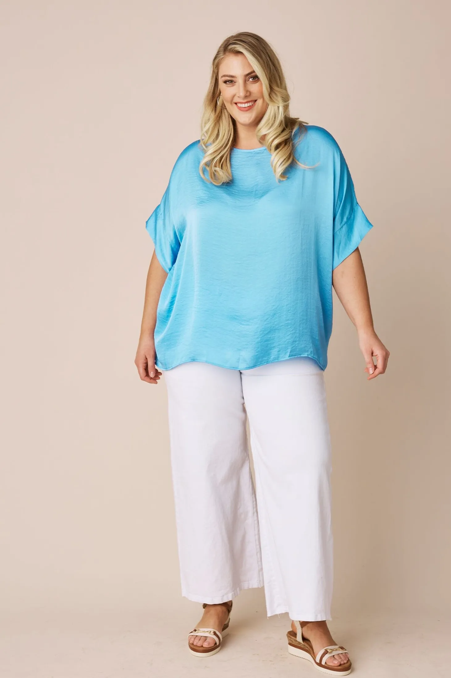 Flash Sale Carolina Bianca Short Sleeve Top Ocean Blue