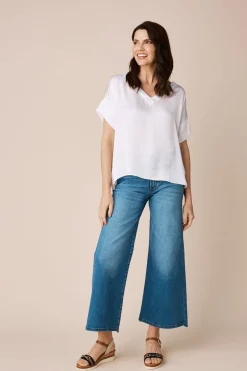 Best Sale Carolina Bianca Short Sleeve Top White with V Neck